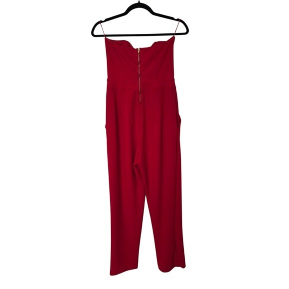 Express Jumpsuit Women 6 Red Strapless Sweetheart Neckline Pockets Stretch - Picture 6 of 7